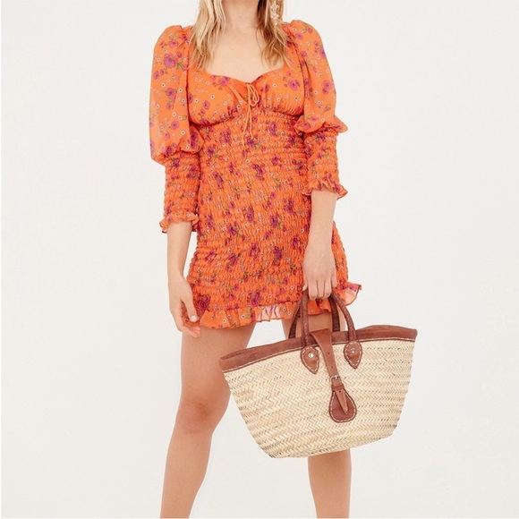 For Love And Lemons Dresses & Skirts - For Love & Lemons Peony Mini Dress in Tangerine